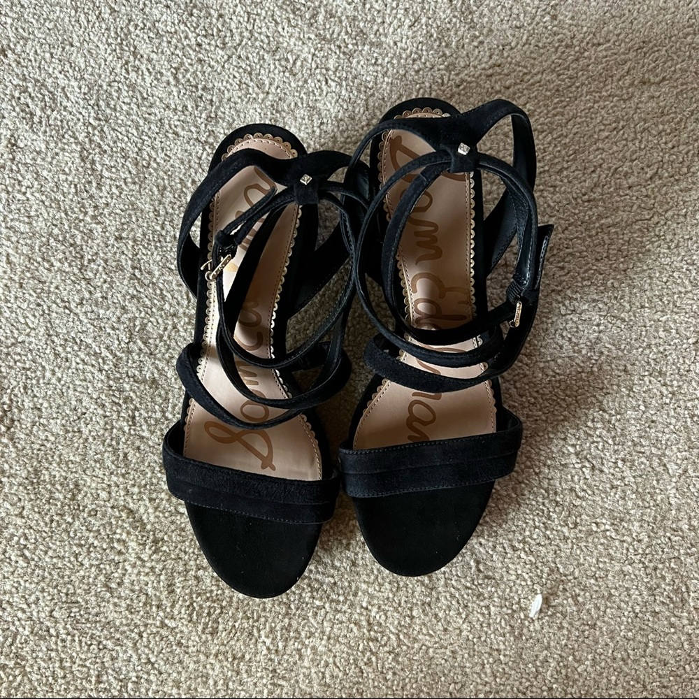 Sam Edelman black suede finish strappy heels